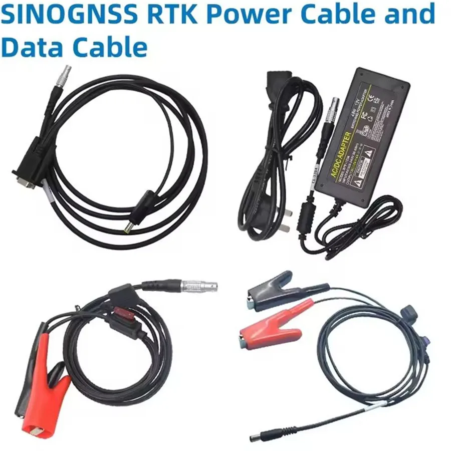 Estación Base GPS RTK SINOGNSS T300, Cable de Datos de Radio Externo, Adaptador de Corriente de 7 Pines y 220V