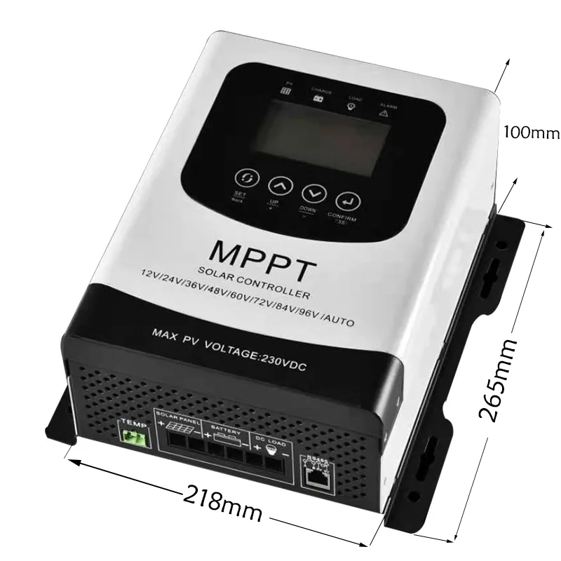 Imagem -02 - Eficiência 50a 60a Mppt Controlador de Descarga de Carga Solar Regulador Lcd Tela Toque para 12v 24v 48v 60v 72v 96v Bateria Alta