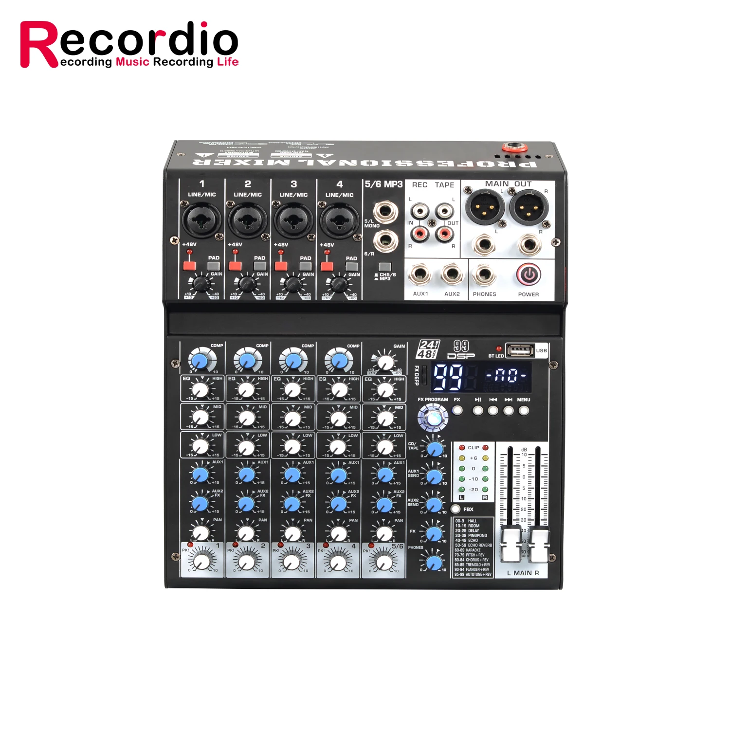 GAX-SN6 BTミニ6チャンネルミキシングコンソールプロフェッショナルステージリバーブUSBミニミキサーステージミキシングコンソール