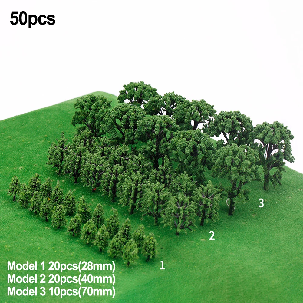 50PCS Miniature Trees Model Train Railroad Wargame Scenery Landscape Scale DIY Accessories Home Decor Sand Table Models