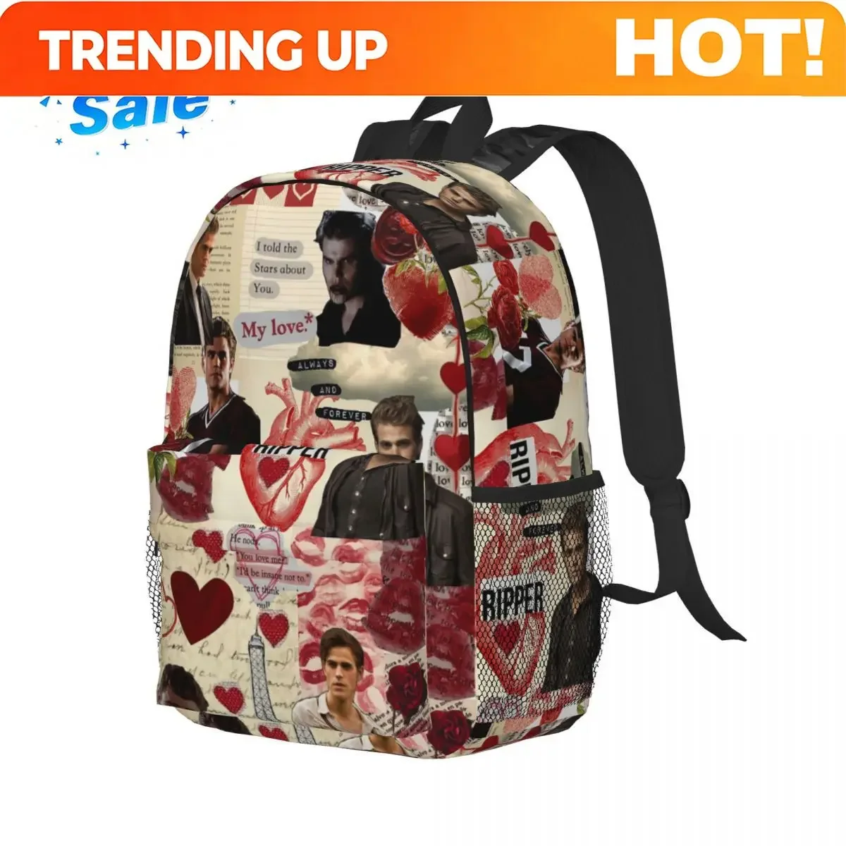 Custom Bag The Vampire Diaries Damon Salvatore Backpack Student Boys Girls BookBag Children School Bag Computer Shoulder Bags Fo