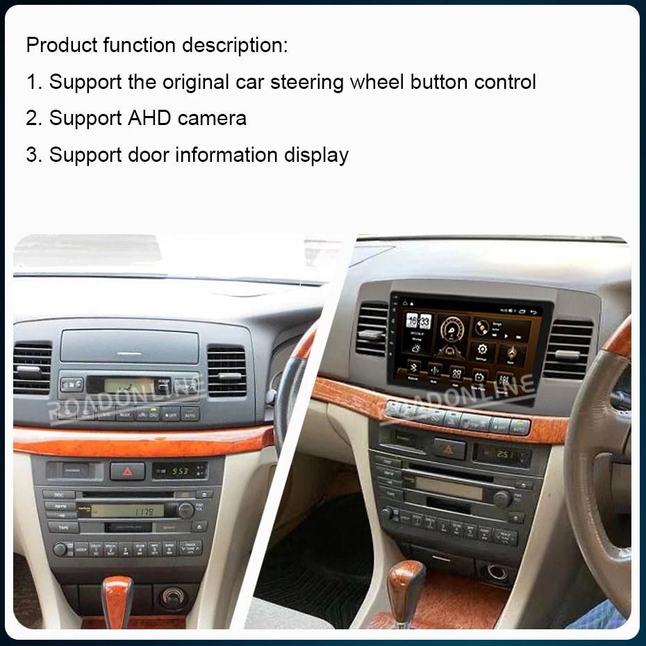 9 Inch Android Car Radio For Toyota Mark II JZX110 2000-2007 1280*720 Wireless CarPlay Stereo GPS Multimedia Radio Video Player