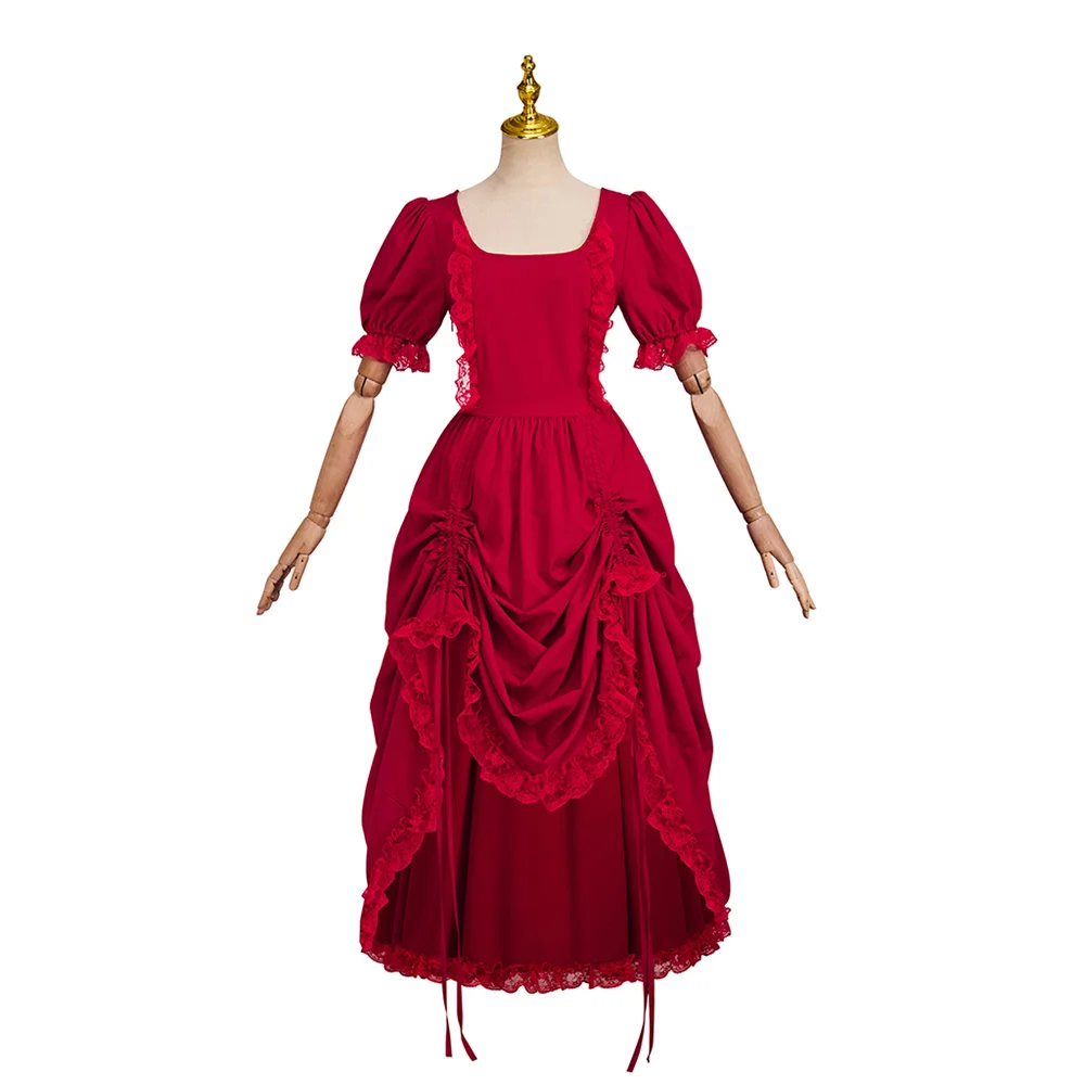 

Medival Red Women Retro Vintage Steampunk Gothic Renaissance Dress Halloween Carnival Party Outfit