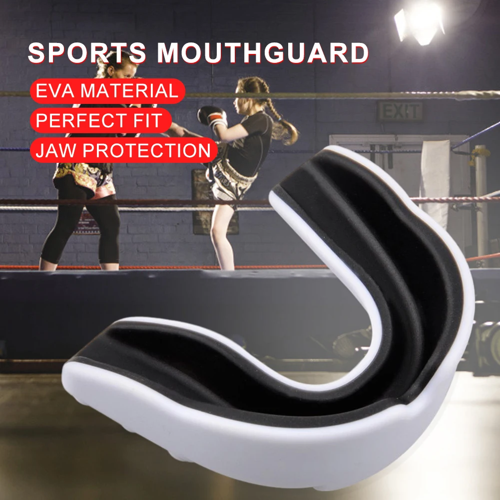 Kids Boxing Gum Shield with Storage Case Mouth Guard EVA Sports Mouth Guard Double Colored for Boxing MMA Kickboxing Muay Thai