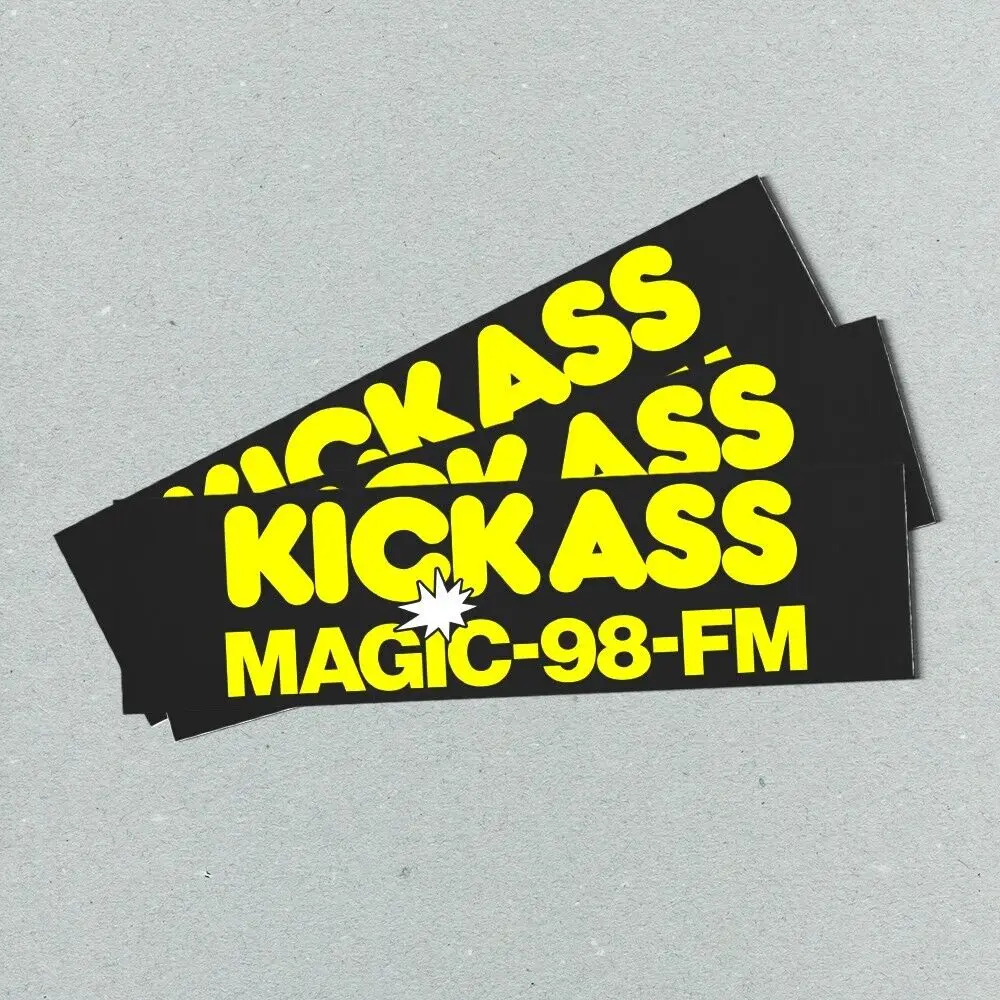 Kick A$$ MAGIC 98 FM-наклейка на бампер — виниловая наклейка в винтажном стиле с радио 80-х 90-х — наклейки на бампер — наклейки на автомобиль