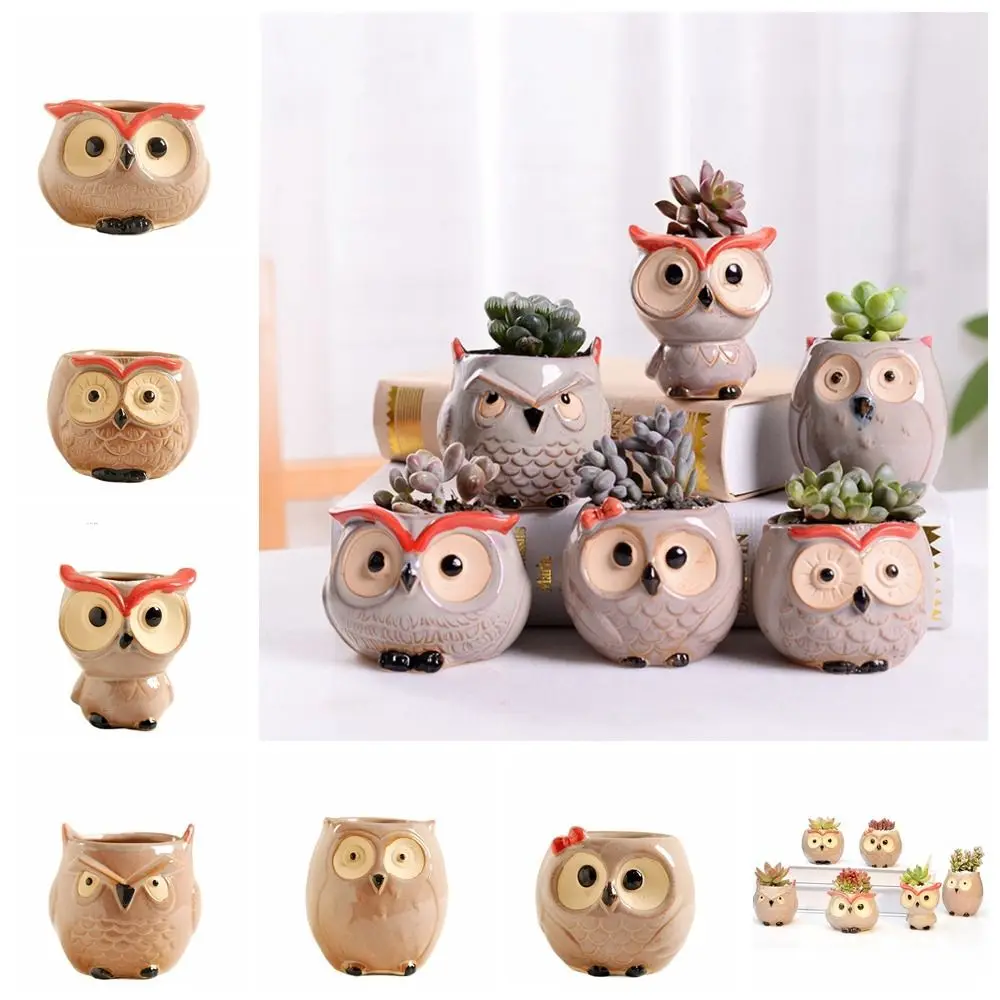 

Ceramic Owl Flower Pot Nordic Cute Animals Thumb Flower Pot European Mini Succulent Ceramic Flowerpot Home Living Room Decor