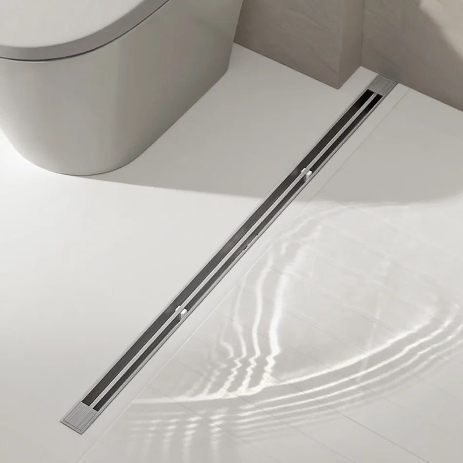 نحى الطابق استنزاف 304 الفولاذ المقاوم للصدأ سميكة ضيقة WC الحمام دش طويل الخطي الصرف قطاع مصارف أرضية جانبية 3.2 سنتيمتر
