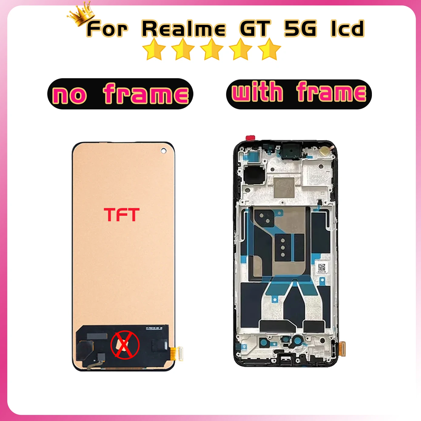 Lcd For OPPO Realme GT 5G LCD RMX2202 LCD Display Screen Touch For Realme GT 5G Replacement With Frame Sensor Digitizer Assembly