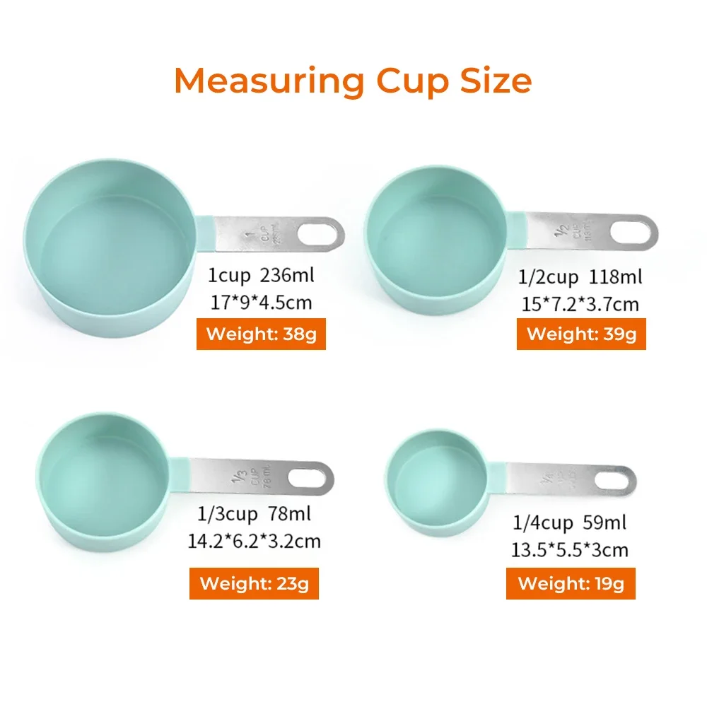 4pcs Spoon Set Tools Kitchen Measuring Baking Stainless Steel Handle Measuring Cup with Scale Measuring Spoon Kitchen Gadgets