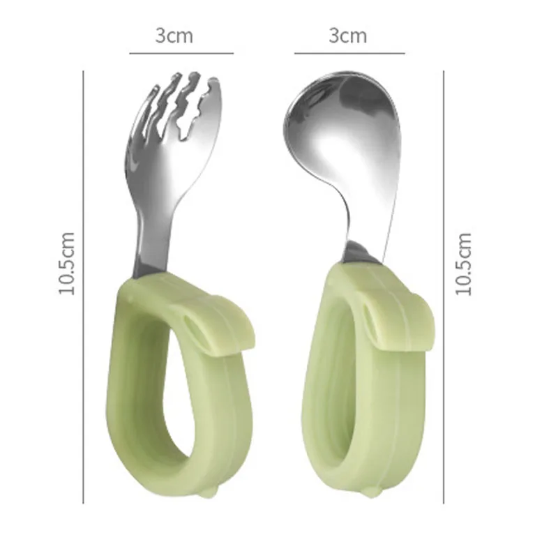 

2PCS Baby Eating Training Soft Silicone Spoon and Fork Cutlery Toddler Learn To Eat Training Soft Fork Cutlery Safety Practical