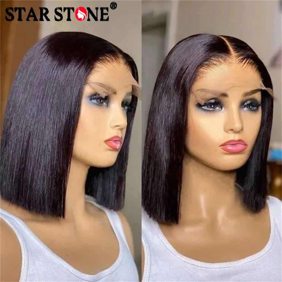 

Brazilian Bob Wig Straight 13x4 Lace Frontal Human Hair Wigs for Women Pre Pluck Transparent Bone Straight Lace Frontal Wig