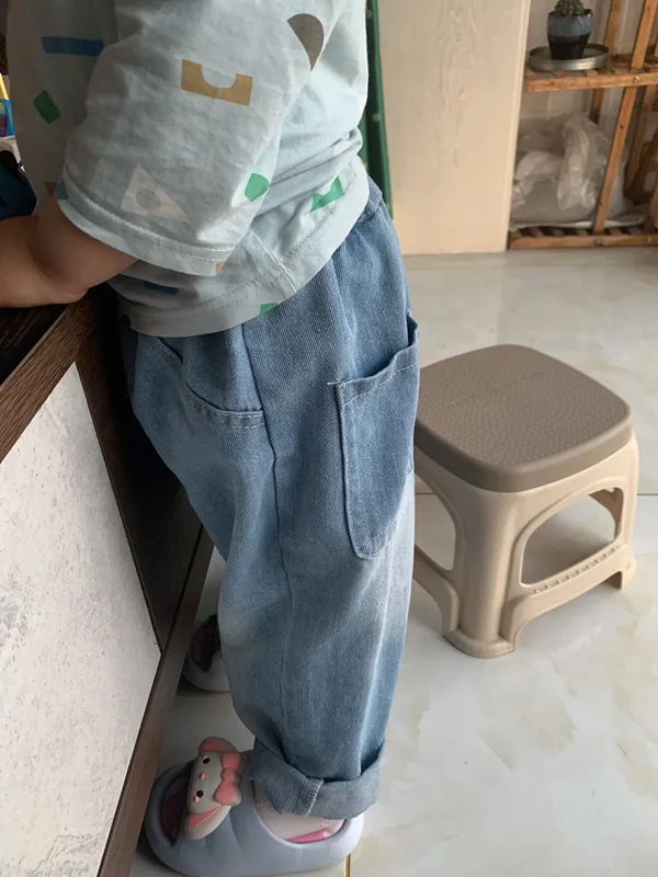 High Quality 2-9Y Toddler Boys Pants 2025 New Spring Fall Children\'s Jeans Korean Casual Pants Kid Loose Style Baby Boys Jeans