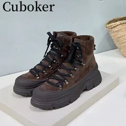 Hot Warm Winter Designer 2023 Brand Boots Snow Boots Women Round Toe Thick Sole Lace up Female Platform Boots for Women mujer