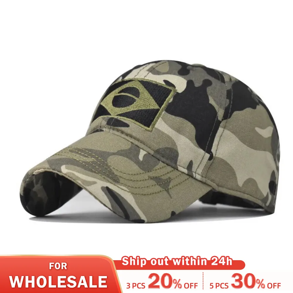 Army Camouflage Male Baseball Cap Men Embroidered Brazil Flag Caps Outdoor Sports Tactical Dad Hat Casual Hunting Hats