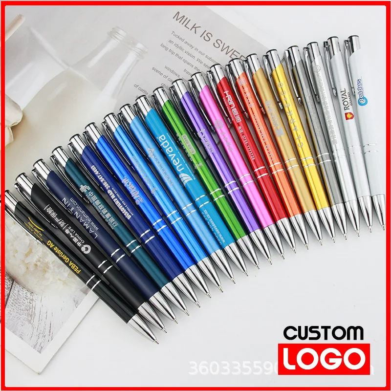 

20-200pcs Wholesale Metal Pen Personalized with Your Company Logo PenAdvertising Pen Free Logo Printing Free Design Service