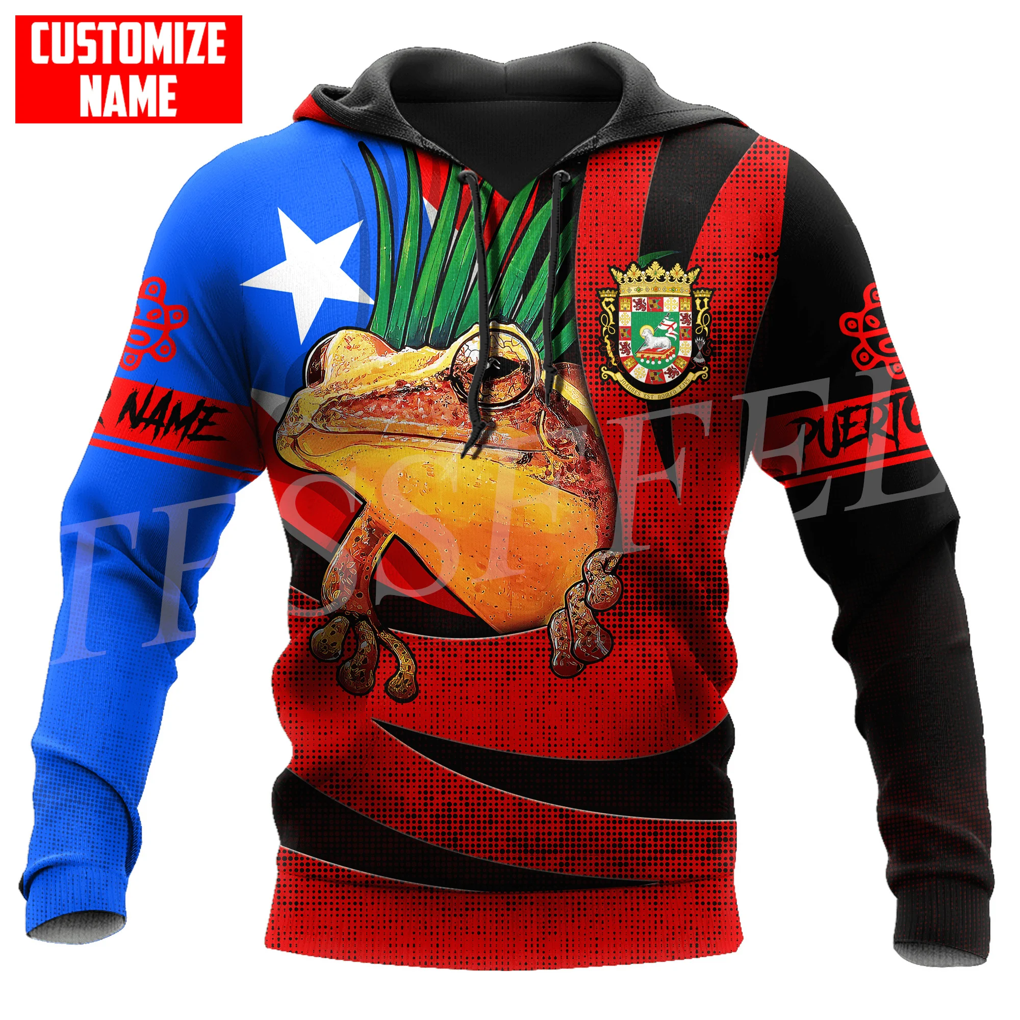 

Custom Name Country Puerto Rico Boricua Taino Caribbean Sea Tattoo Retro 3DPrint Harajuku Casual Funny Pullover Jacket Hoodies T