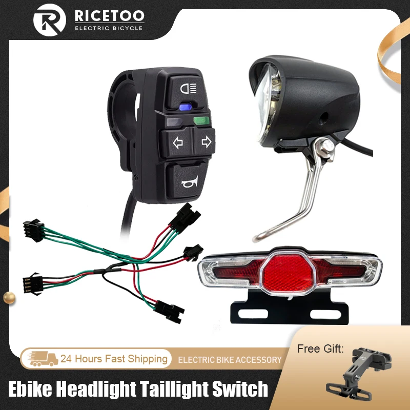 36V48V Electric Bicycle LED Light Set , eBike Headlight With Horn Switch Taillight