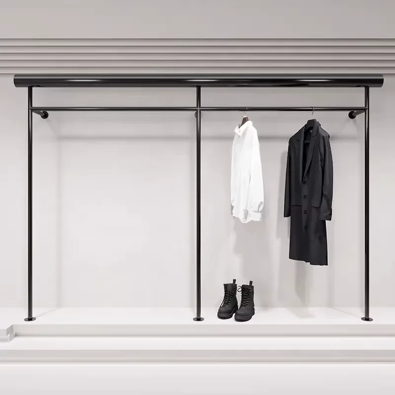 New style antique clothes drying rack shop fixture clothing display stand for store iron wall mount clothes rack