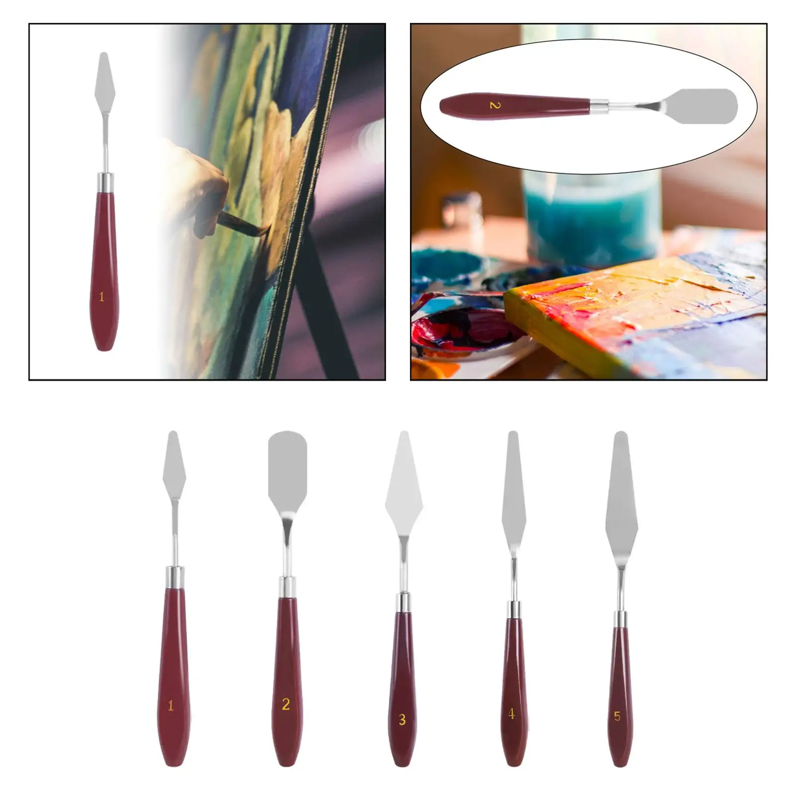 Cuchillo de paleta, cuchillo para mezclar colores, herramientas duraderas para adultos, cuchillo de pintura de artista para pintura acrílica, aceite de acuarela