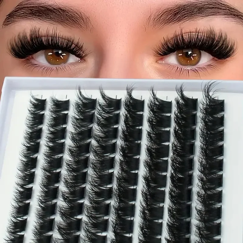 96 Tufts Fluffy Eyelashes Clusters Volume Eyelash Extenders 80D DD Curl Single Eyelash Cluster Wispy Eyelash Extension DIY