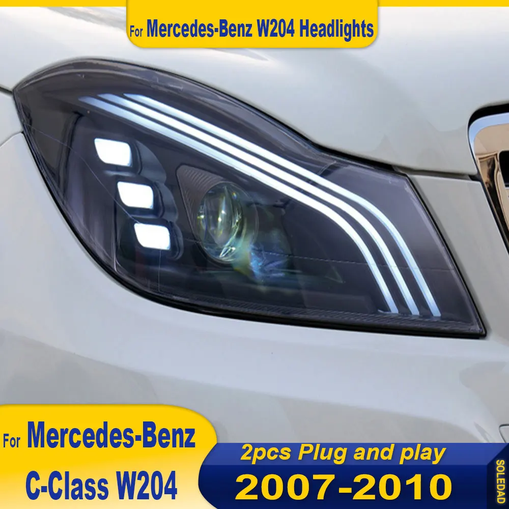 

LED Front Lights For Benz W204 Headlights 2007-2010 C300 C260 C200 LED Car Headlight DRL Turn Signal Modified Auto Accessories