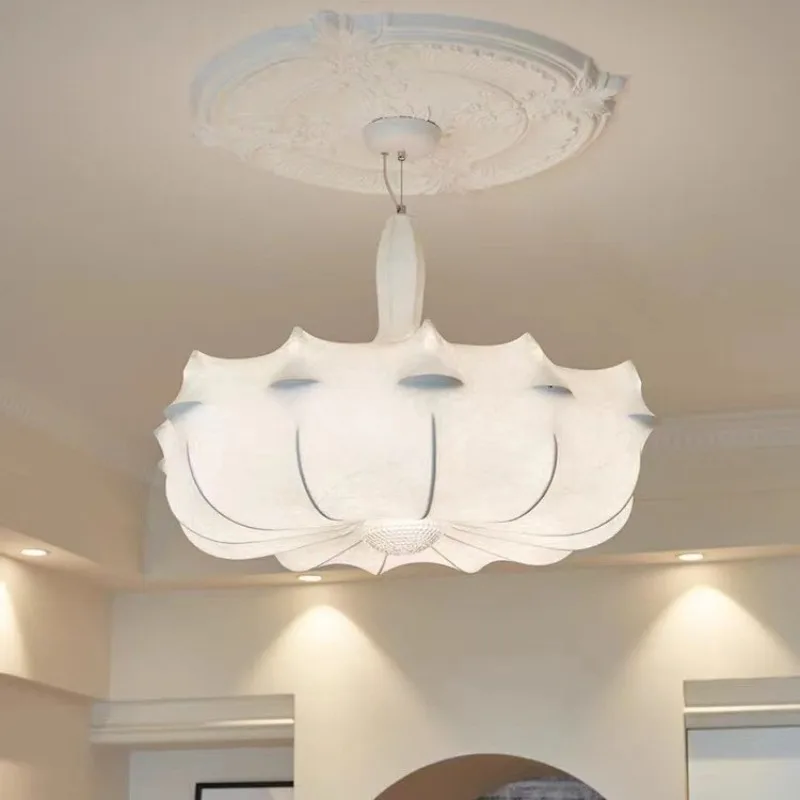 

Nordic wabi-sandy wind cloud silk chandelier study tea room light Italian designer villa restaurant bedroom airship