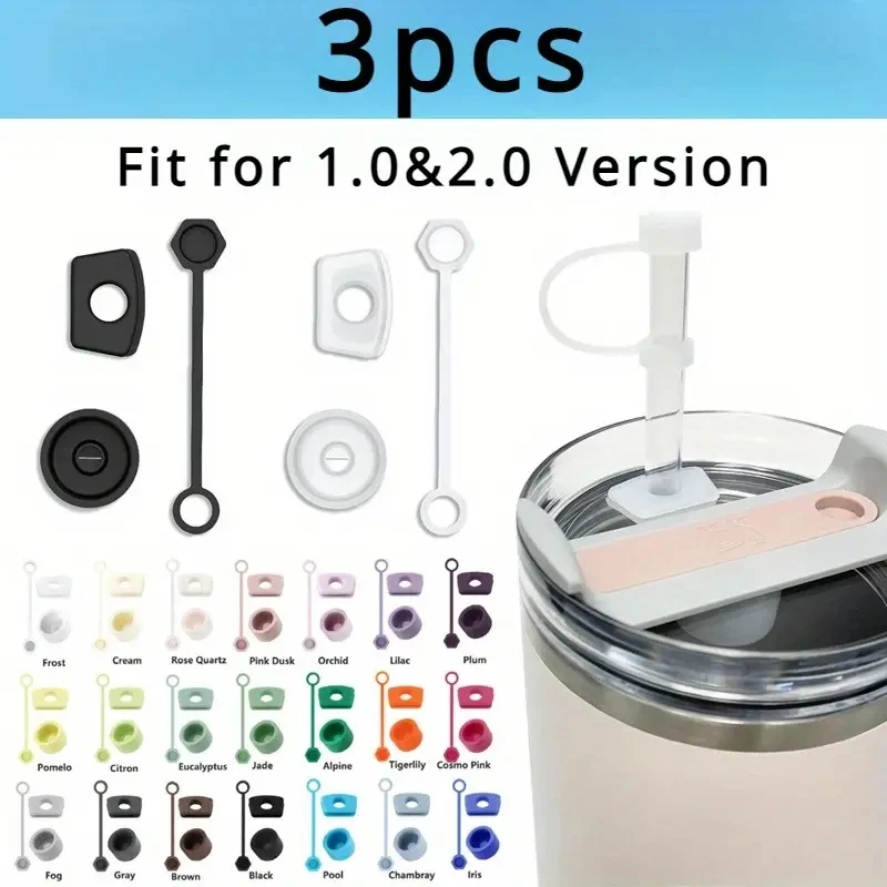 3Pcs Reusable Silicone Leakproof Straw Plugs Set for Stanley Cup  40oz/30oz Tumbler Leak-Free-Cup Accessories
