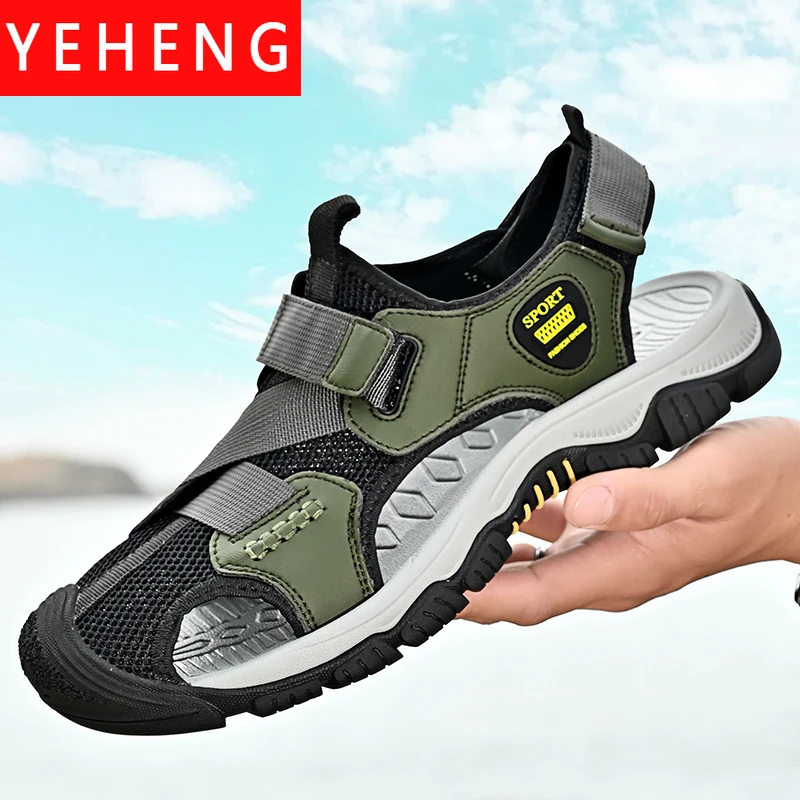 

Men Sandals Fashion New Beach Trekking Wading Shoes Breathable Non-Slip Quick Drying Summer New Outdoor Male Driving Sandals