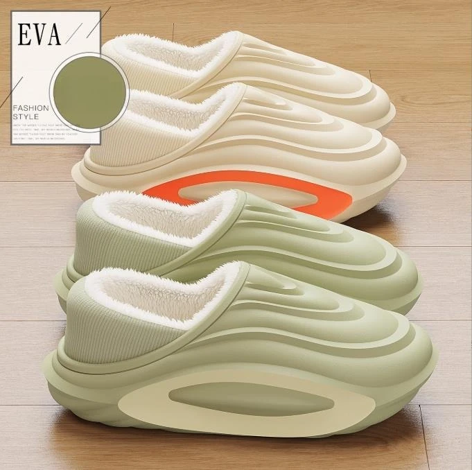 

Оптовая продажа, зимние утолщенные нескользящие тапочки на подкладке, легкая домашняя обувь из ЭВА для отдыха на открытом воздухе, мягкая тканевая подкладка