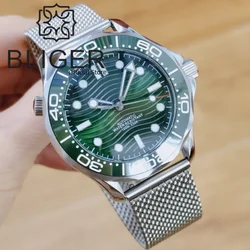 BLIGER BN007 NH35 Automatic Movement 41mm Men'S Dive Watches Ceramic Bezel Domed Sapphire C3 luminous 100M Waterproof SolidSteel