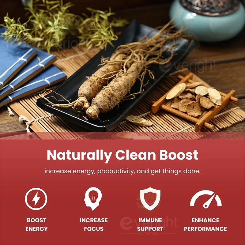 Ginkgo Biloba & Panax Ginseng Supplement Natural High Strength for Men Vitality Energy Performance, Brain Memory Focus - Non GMO
