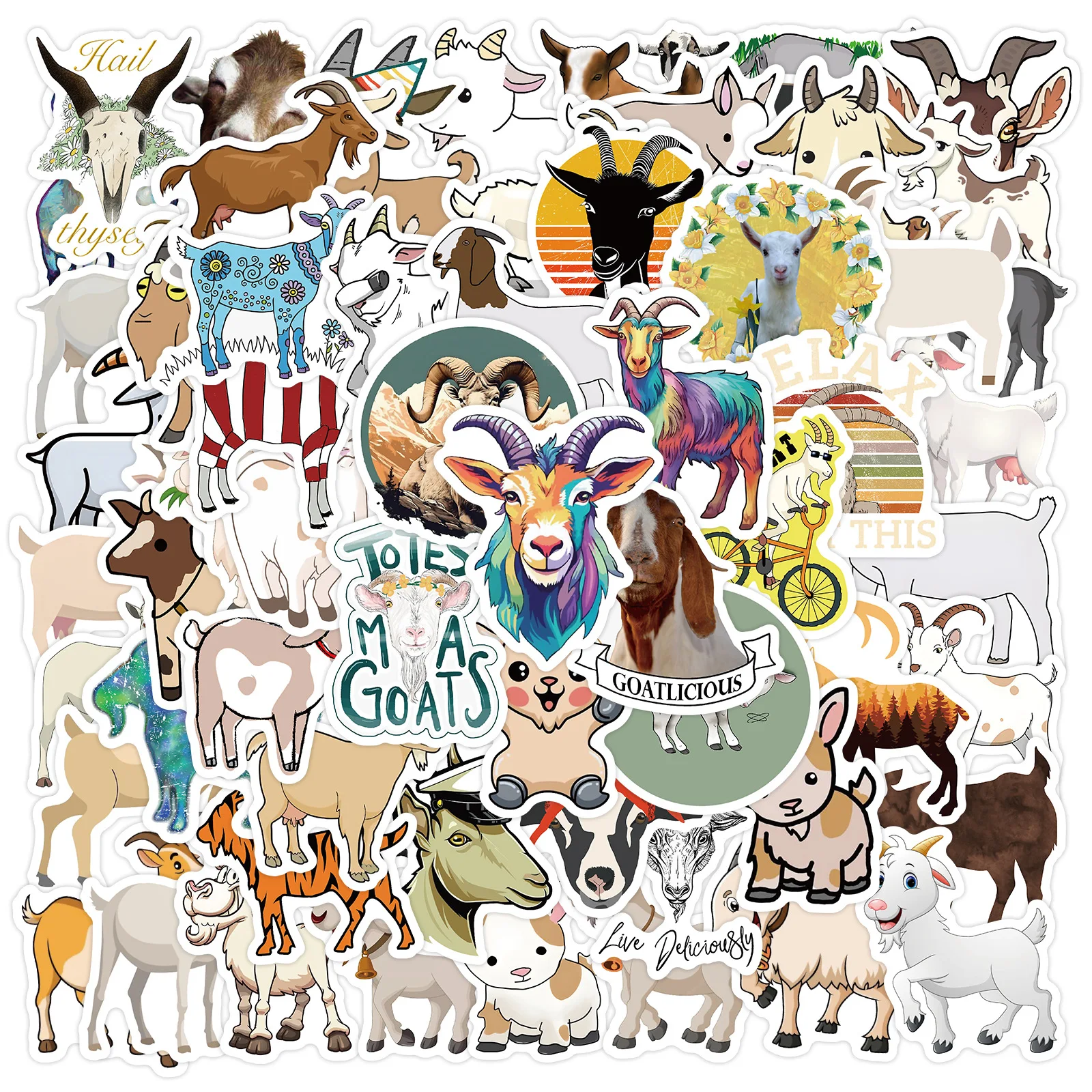 

60PCS Cute Goat Animal Graffiti Stickers Waterproof Decals for Fridge Guitar Laptop Motorcycle Skateboard Toy