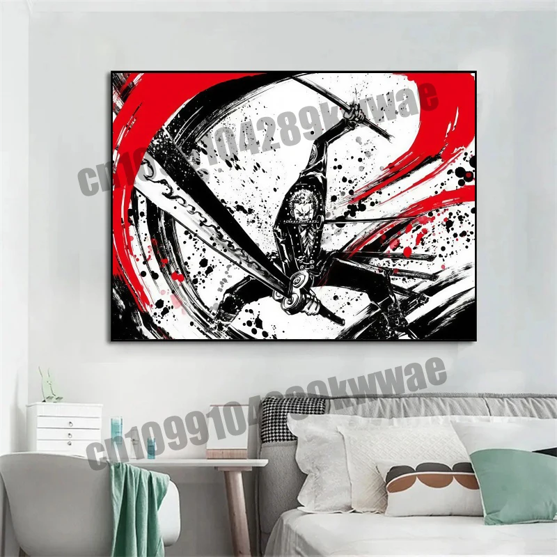 

Japanese Classic Childhood Anime One Piece HD Ink Painting Cool Style Art Poster Canvas Painting Suitable for Bedroom Decoration