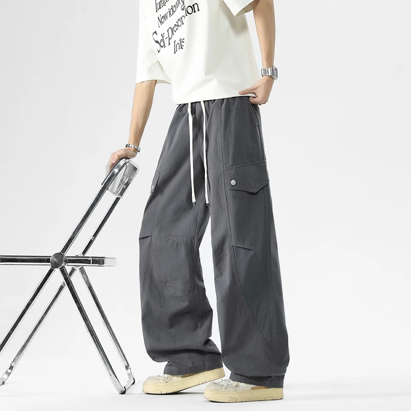 

Loose Fit Military een Workwear Pants for Men Casual Straight Leg Trousers with Multiple kets Spring Autumn Winter Trend