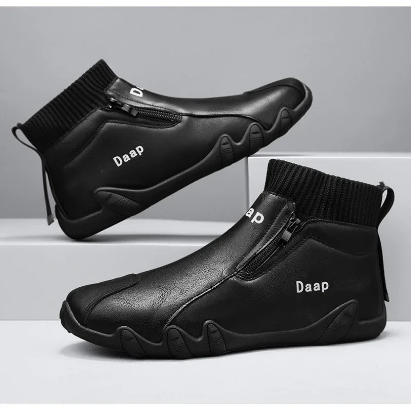 

High-Top Mens Rugged Work Boots Non-Slip Outdoor Shoes Anti-Skid Hiking/Casual Sneakers with Thick Sole Urban Adventure Footwear