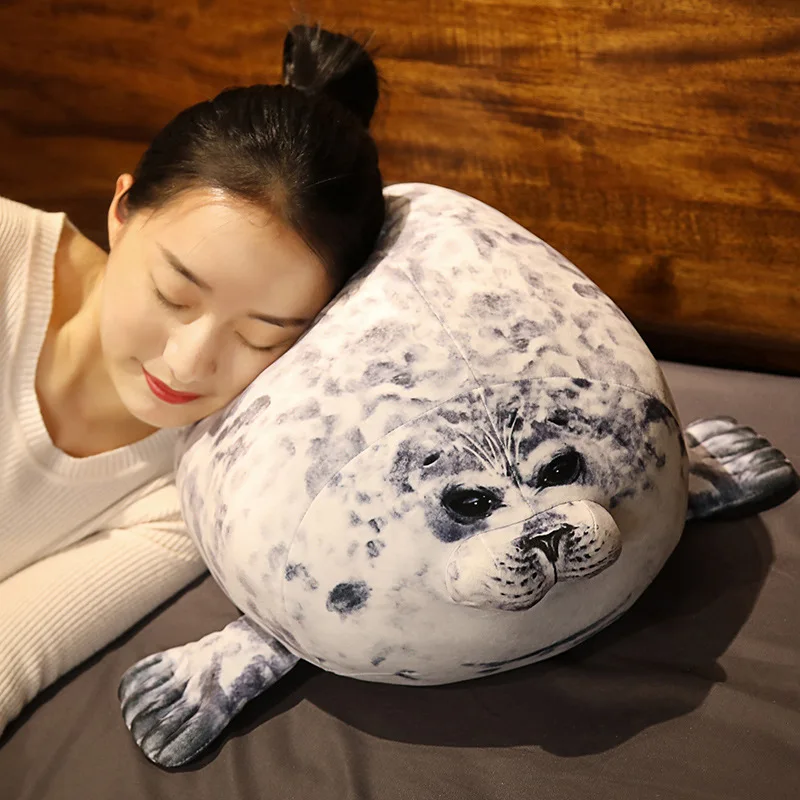 80cm Large Seal Plush Toy Cute Lifelike Stuffed Marine Life Seal Soft Doll Kawaii Simulation Seal Pillow Kids Toys Birthday Gift