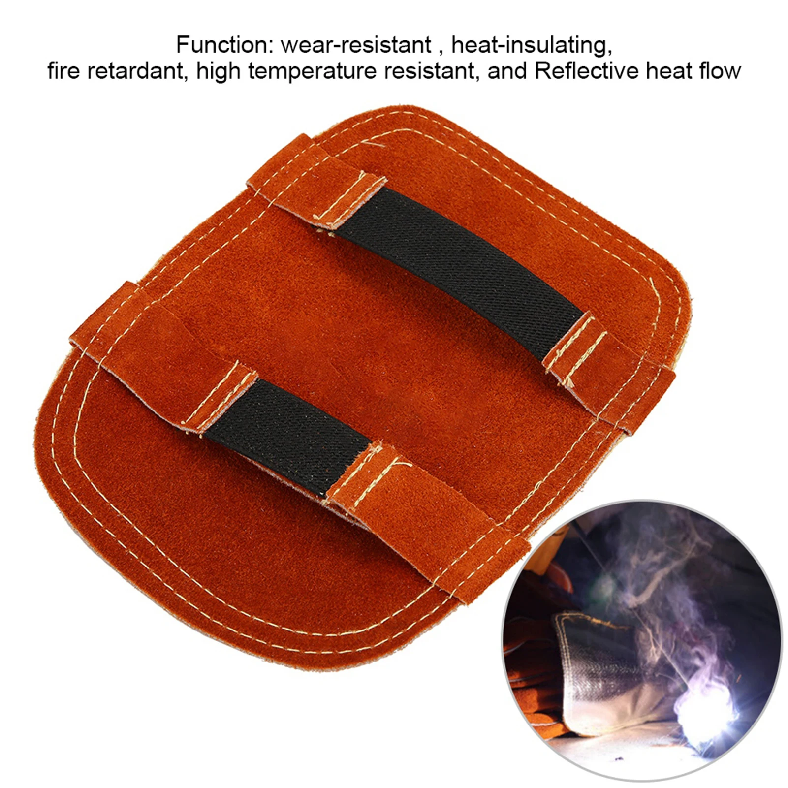 Hand Heat Shield Hand Pad Split Cowhide Leather Aluminized Back Welding Hand Pad Back Hand Shield