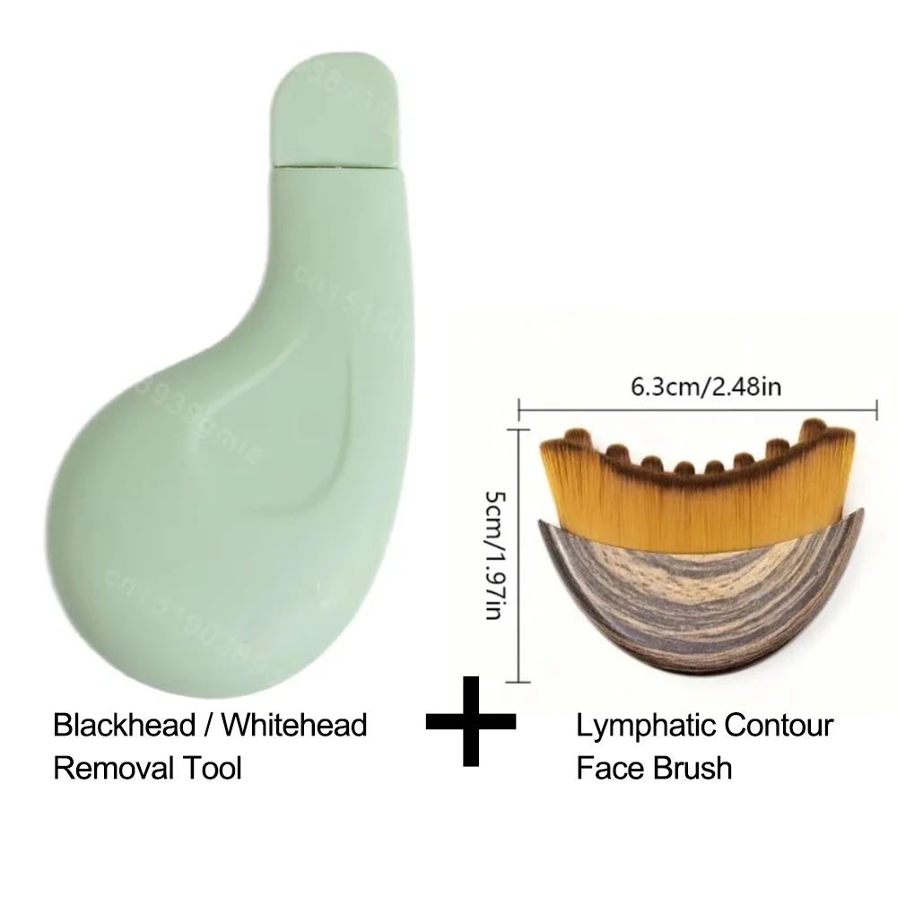 2Pcs/set Blackhead / Whitehead Removal Tool Skin Pore Cleaner Skin Care Tools Black Dots Pore Clean+Lymphatic Contour Face Brush