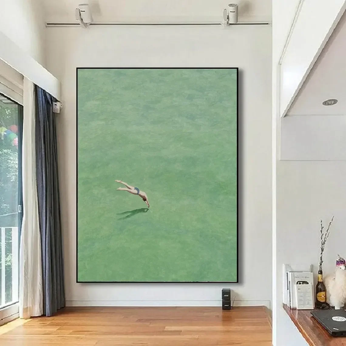 2026Dive Into Green Wall Art - Modern Minimalist Print Evoking the Freedom and Tranquility of a Deep Dive. The Clean, Simp