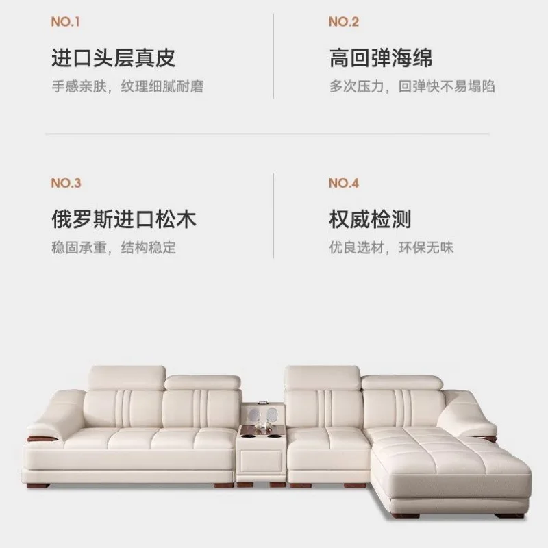Leather sofa first layer cowhide sofa living room size apartment combination leather art sofa