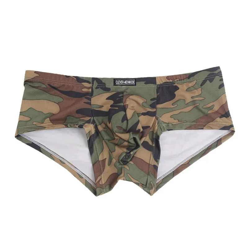 Men's Panties Low Waist Camouflage Printed Boxers Soft Big U Convex Pouch Underwear Bikini Slip Homme High Elastic Underpants
