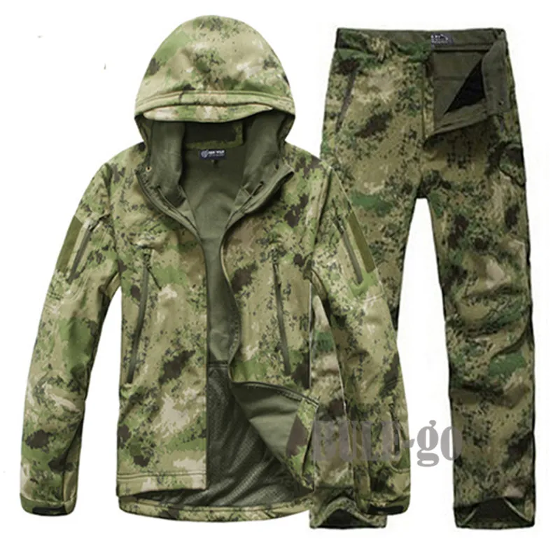 

Тактический камуфляжный костюм из кожи акулы, мягкий корпус, водонепроницаемые куртки для рыбалки, пешего туризма, кемпинга, брюки, уличная одежда, униформа для охоты