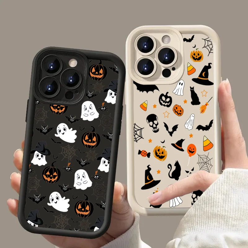 Luxury Happy Halloween Ghost Phone Case for Samsung S25 S24 S23 S22 S21 S20 Note 20 FE Plus Ultra 4G 5G Soft Silicone TPU Cover