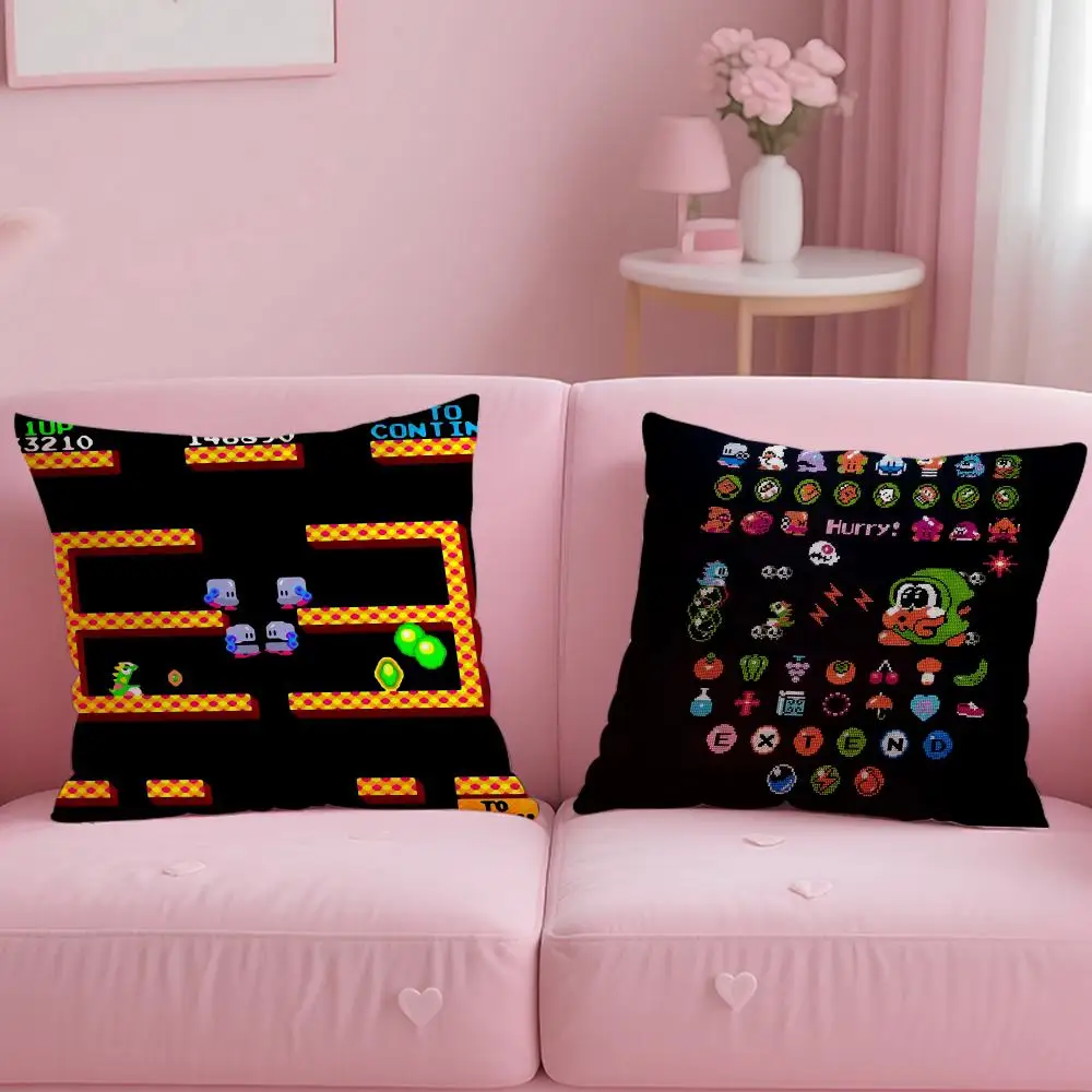 Puzzle Game B-Bubbles Bobble Pillow Case Soft Plush Fabric Double-Sided Printed Cushion Cover Warm Winter Sofa Pillow Case