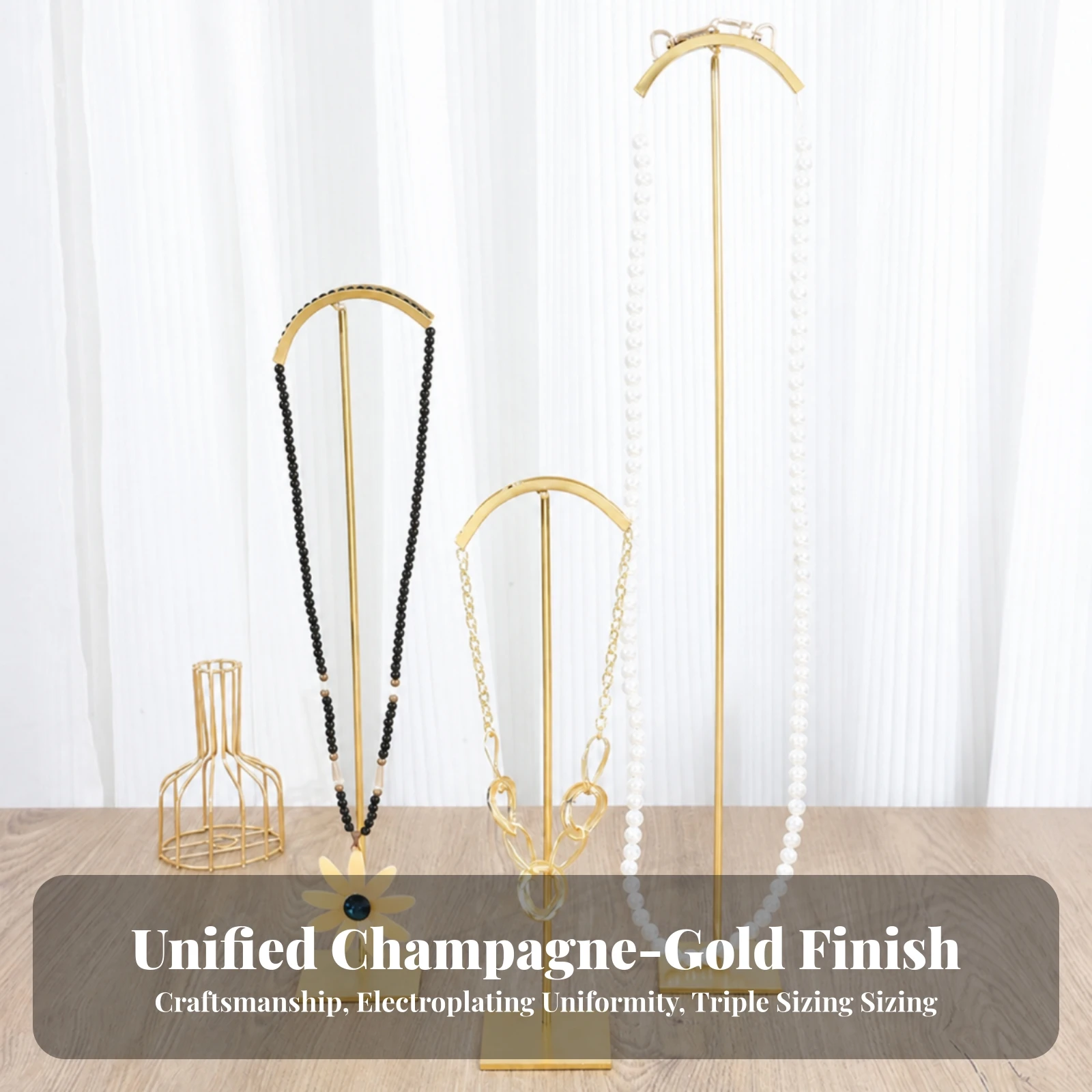 Metal Necklace Stand with Weighted Base Slim Jewelry Display Stand Single-Tier Jewelry Display Stable Necklace Rack Sturdy