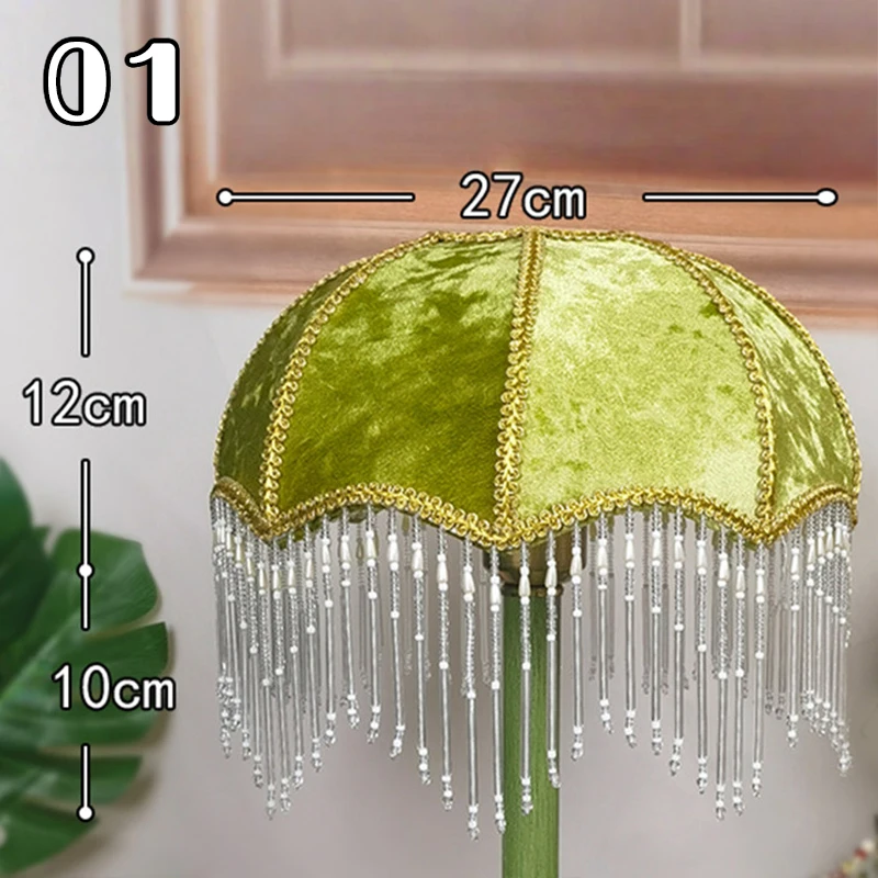 Retro Flannel Fabric Art Lampshade Luxury Pastoral E27 Bedroom Bedside Table Lamp Shade Hotel Home Decor Tassel  Light Cover