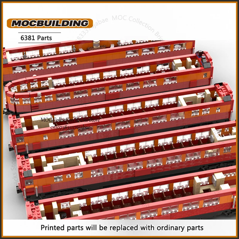 

City Train 1:48 Southern Pacific Daylight MOC Building Blocks Five Car Model DIY Assemble Technology Bricks Transport Toys Gifts