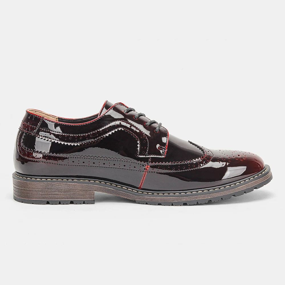 Men's Dress Shoes Wingtip Overlay Shoes For Man Business Office Style Man Shoes Brogue Perforations Open Derby Lacing