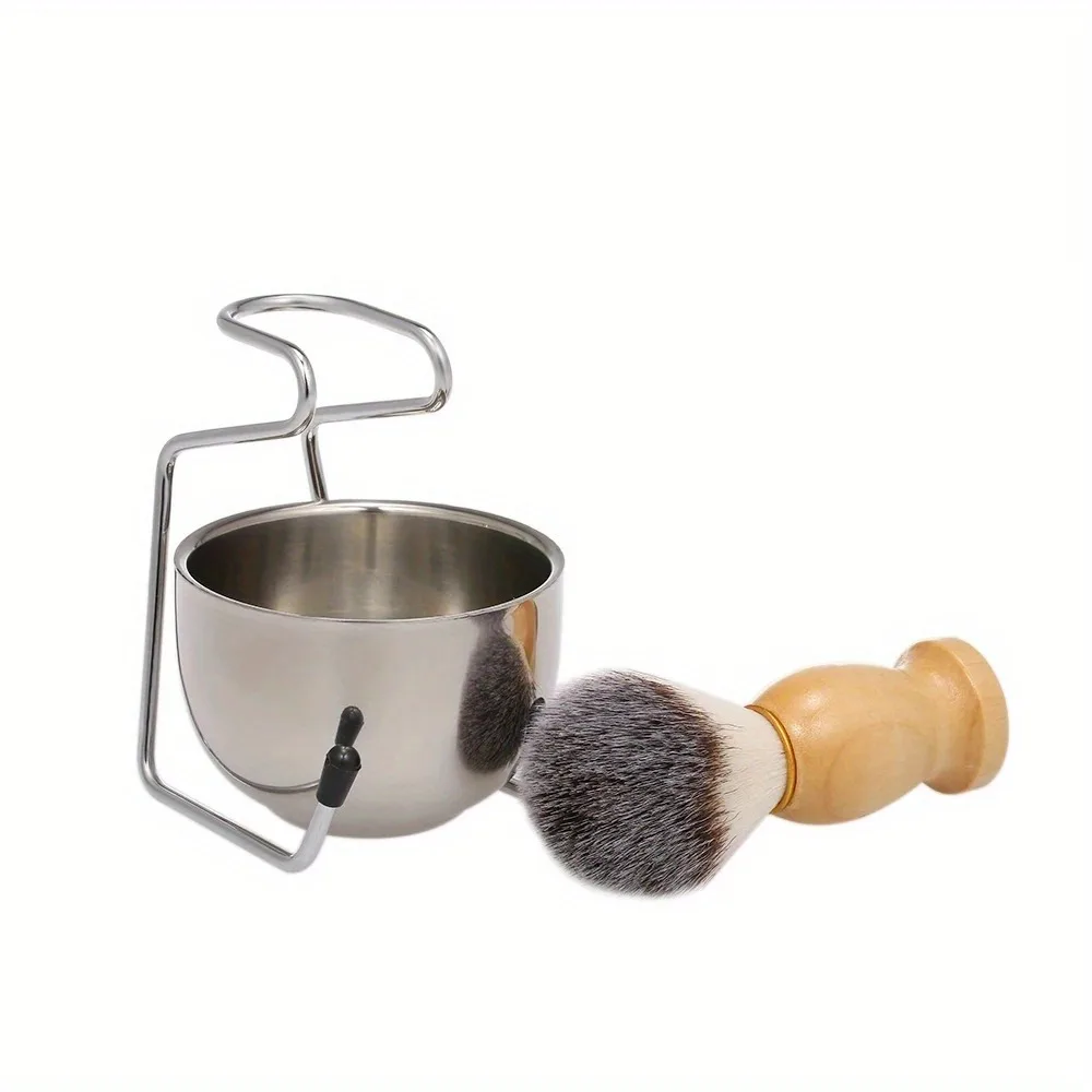 サポートベース付きの男性用シェービングセット,顔の毛を洗うためのシェービングキット,あごひげとブラシ,石鹸ボウル