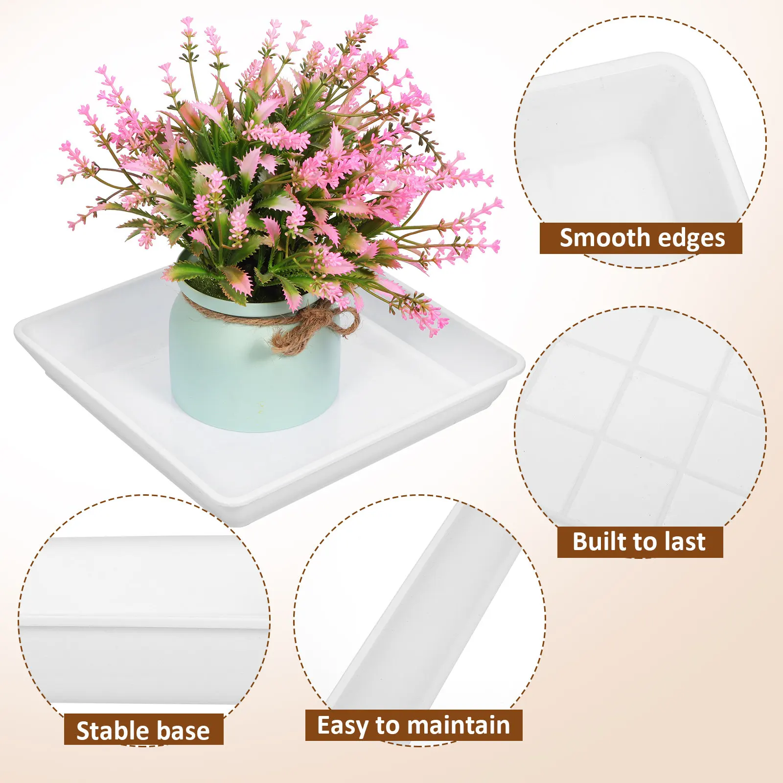 2Pcs Plastic Plant Saucer Drain Tray for Flowerpot Potted Plants Water Catcher Indoor Outdoor Planter Base Protector